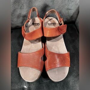 Earth Origins Khaya Kella Orange Cork Wedge Sandals Size 8M